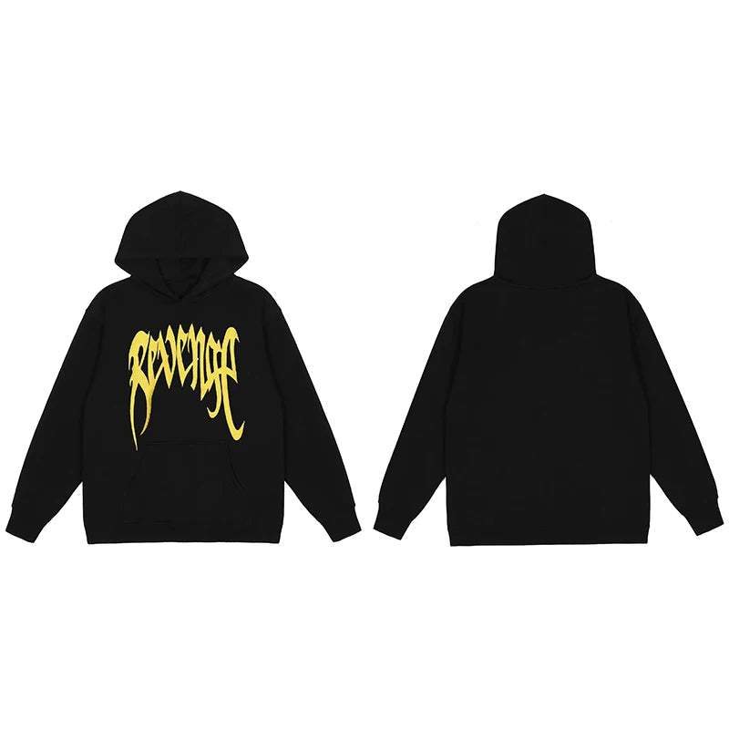 Revenge Dragon Bone Smoke Hoodie Skull Black and White Embroidered Hoodie American Skull Hoodie (41)