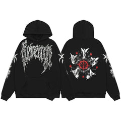 Revenge Dragon Bone Smoke Hoodie Skull Black and White Embroidered Hoodie American Skull Hoodie (15)