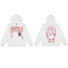 Revenge Dragon Bone Smoke Hoodie Skull Black and White Embroidered Hoodie American Skull Hoodie (3)