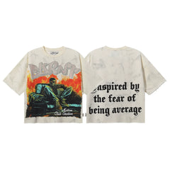 BKYS niche American high street trendy hip-hop hot stamping print casual loose cotton looped fabric thick short sleeved T-shirt (22)