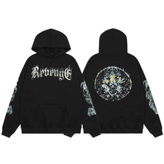 Revenge Dragon Bone Smoke Hoodie Skull Black and White Embroidered Hoodie American Skull Hoodie (33)