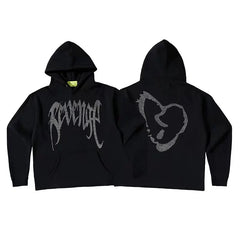 Revenge Dragon Bone Smoke Hoodie Skull Black and White Embroidered Hoodie American Skull Hoodie (18)