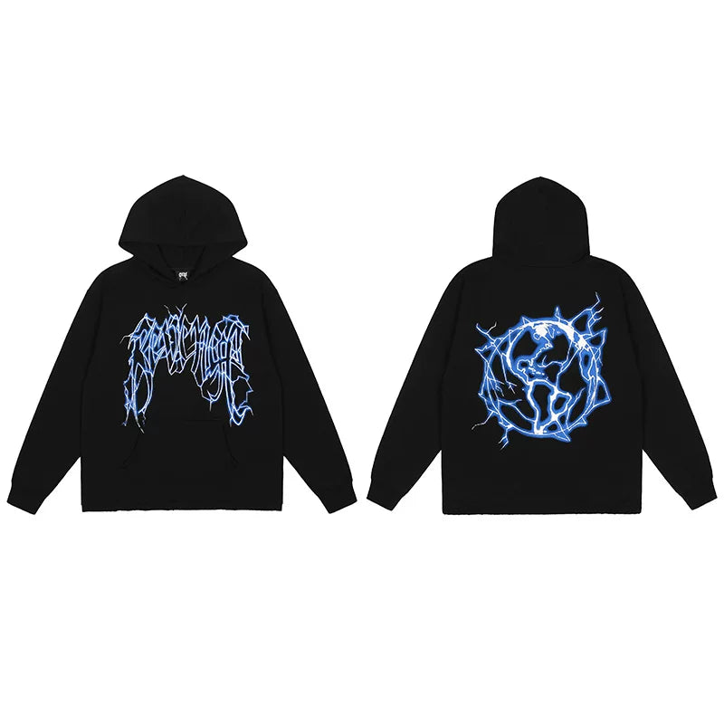 Revenge Dragon Bone Smoke Hoodie Skull Black and White Embroidered Hoodie American Skull Hoodie (34)