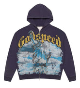 Godspeed Chrome Liberty Zip Up Hoodie Navy