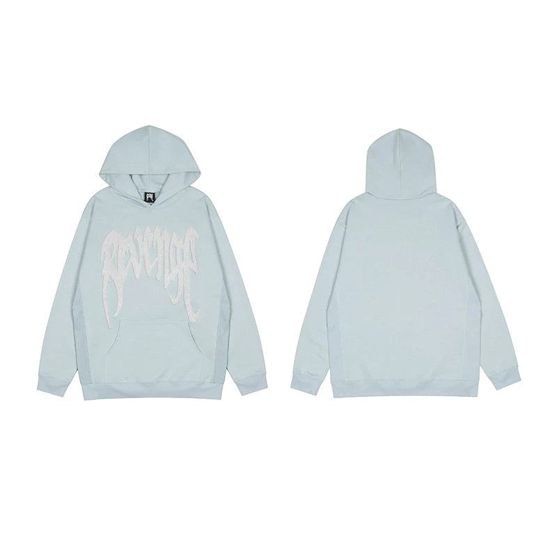 Revenge Dragon Bone Smoke Hoodie Skull Black and White Embroidered Hoodie American Skull Hoodie (43)