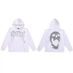 Revenge Dragon Bone Smoke Hoodie Skull Black and White Embroidered Hoodie American Skull Hoodie (2)