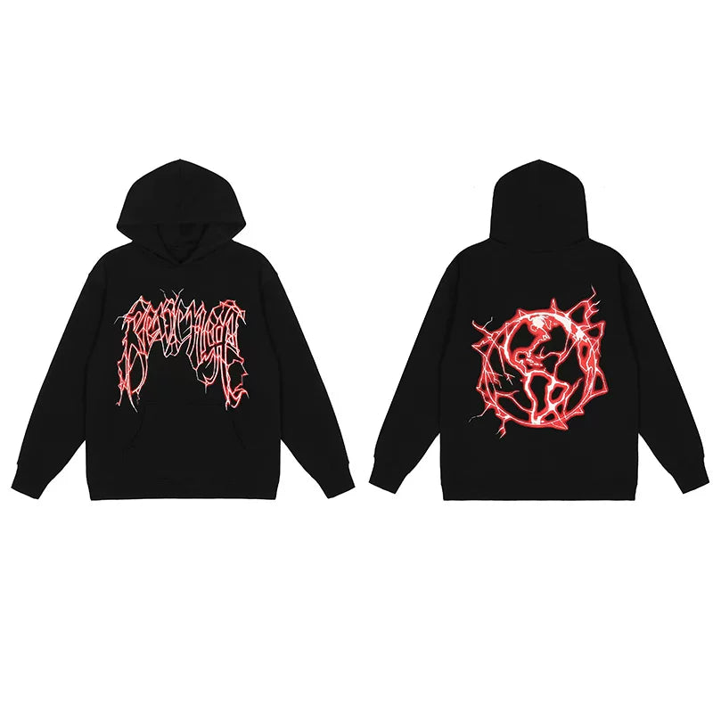 Revenge Dragon Bone Smoke Hoodie Skull Black and White Embroidered Hoodie American Skull Hoodie (35)