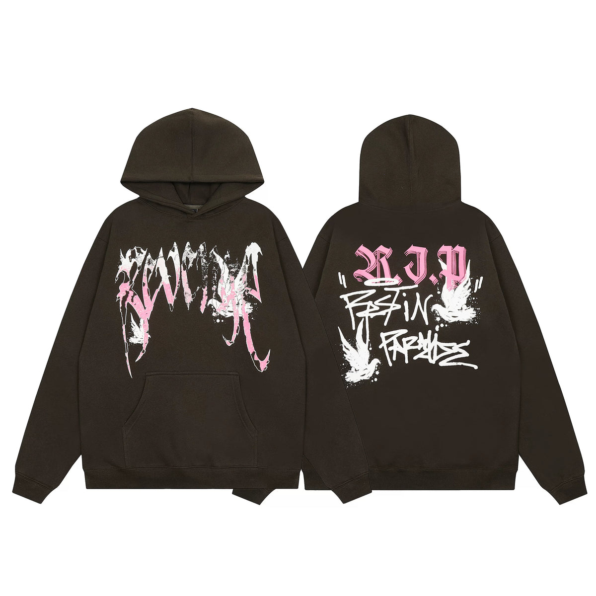 Revenge Dragon Bone Smoke Hoodie Skull Black and White Embroidered Hoodie American Skull Hoodie (63)