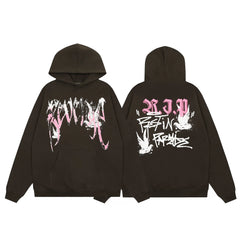 Revenge Dragon Bone Smoke Hoodie Skull Black and White Embroidered Hoodie American Skull Hoodie (63)