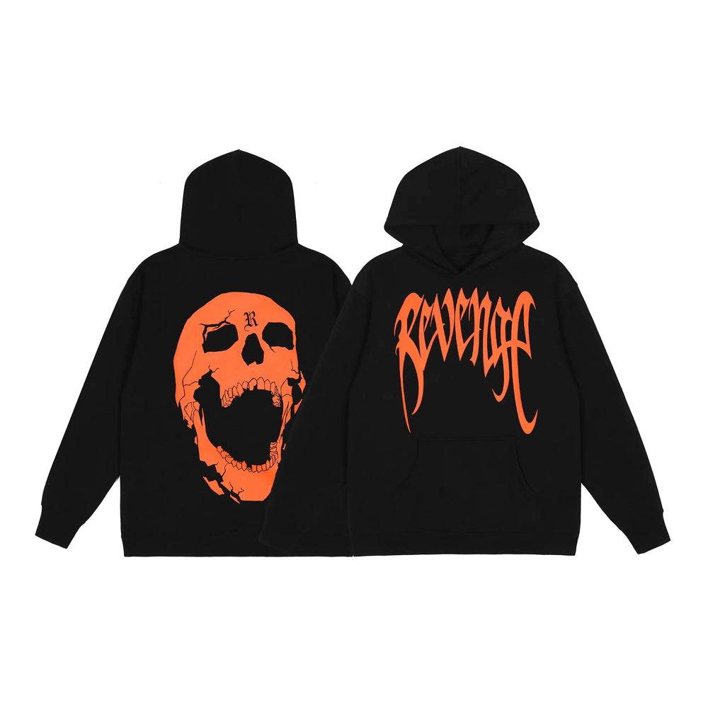 Revenge Dragon Bone Smoke Hoodie Skull Black and White Embroidered Hoodie American Skull Hoodie (11)