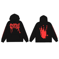 Revenge Dragon Bone Smoke Hoodie Skull Black and White Embroidered Hoodie American Skull Hoodie (30)