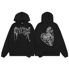 Revenge Dragon Bone Smoke Hoodie Skull Black and White Embroidered Hoodie American Skull Hoodie (62)