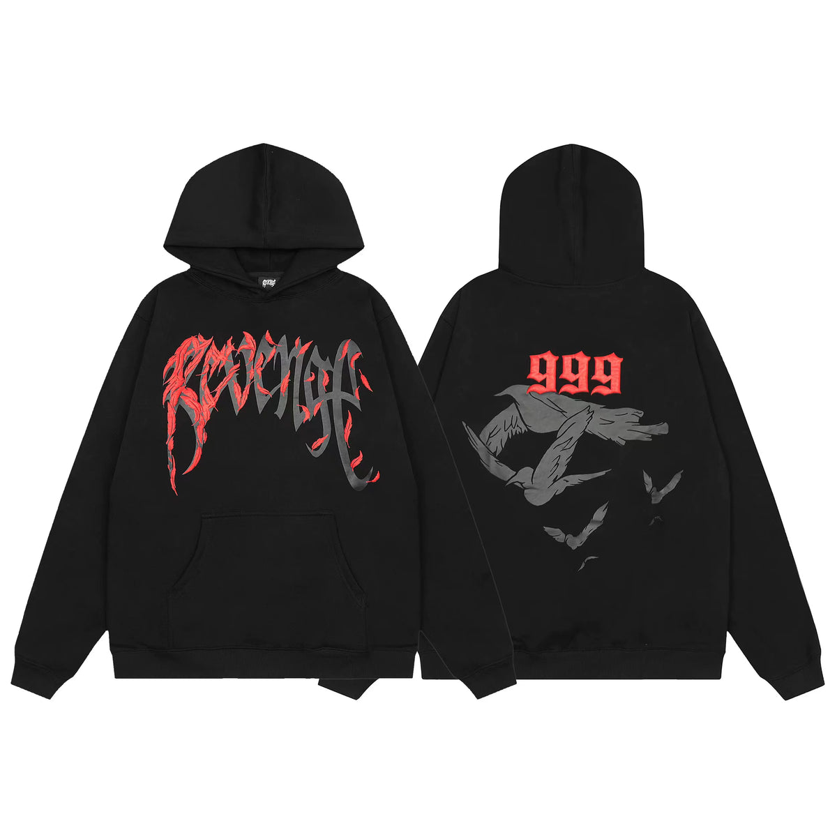 Revenge Dragon Bone Smoke Hoodie Skull Black and White Embroidered Hoodie American Skull Hoodie (14)