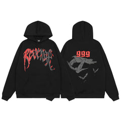 Revenge Dragon Bone Smoke Hoodie Skull Black and White Embroidered Hoodie American Skull Hoodie (65)