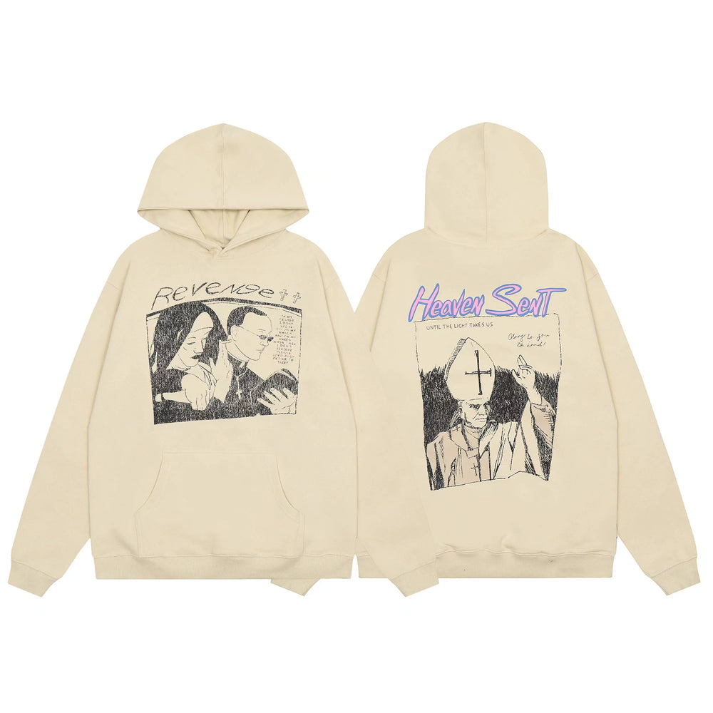 Revenge Dragon Bone Smoke Hoodie Skull Black and White Embroidered Hoodie American Skull Hoodie (4)