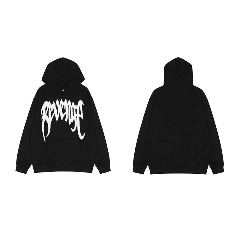 Revenge Dragon Bone Smoke Hoodie Skull Black and White Embroidered Hoodie American Skull Hoodie (9)