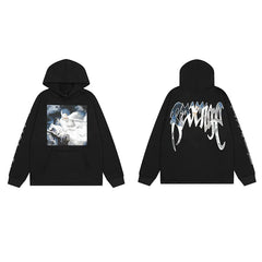 Revenge Dragon Bone Smoke Hoodie Skull Black and White Embroidered Hoodie American Skull Hoodie (20)
