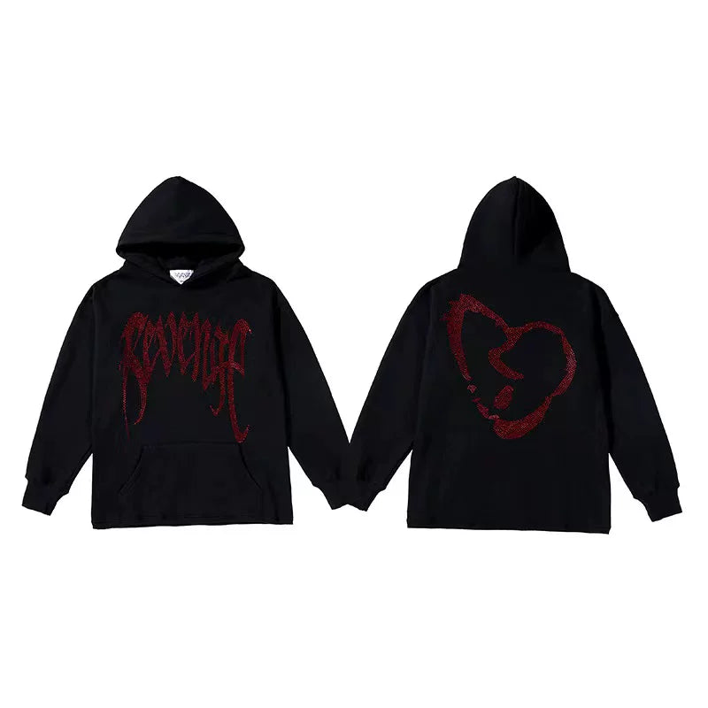 Revenge Dragon Bone Smoke Hoodie Skull Black and White Embroidered Hoodie American Skull Hoodie (19)